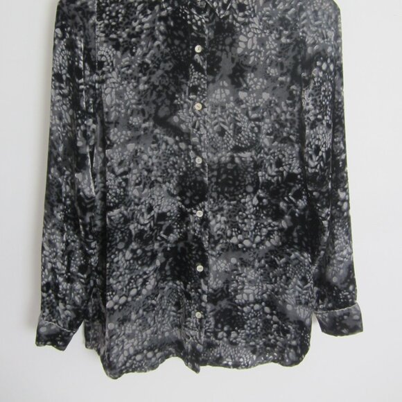 J Jill Womens Small Black Gray Burnout Velvet LS Shirt Silk Rayon Soft S - Picture 13 of 13